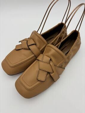 Authentic Loewe Gate Loafers Flats Tan Size 40 / 9.5 Ballet Scrunch Belted